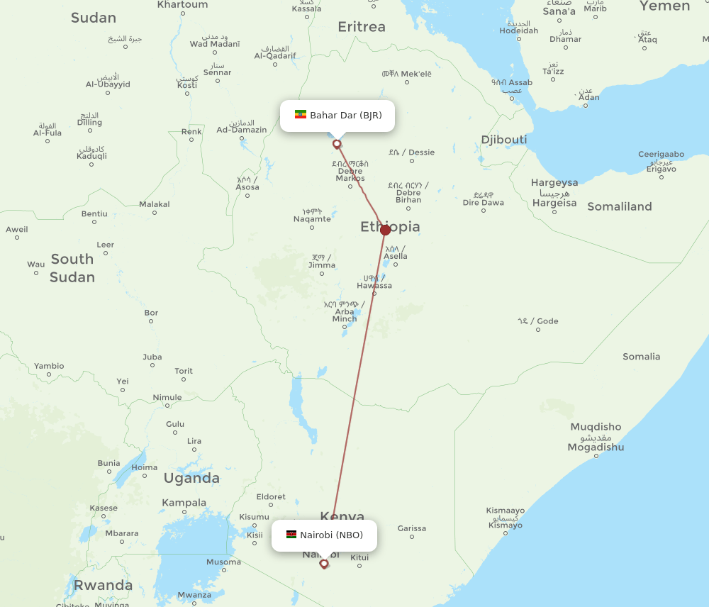 BJR-NBO flight routes