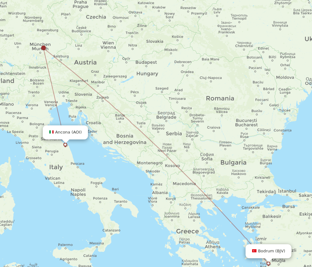 BJV to AOI flights and routes map