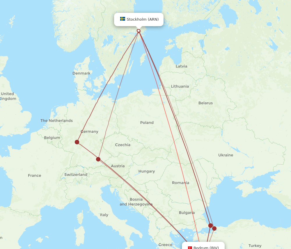BJV-ARN flight routes