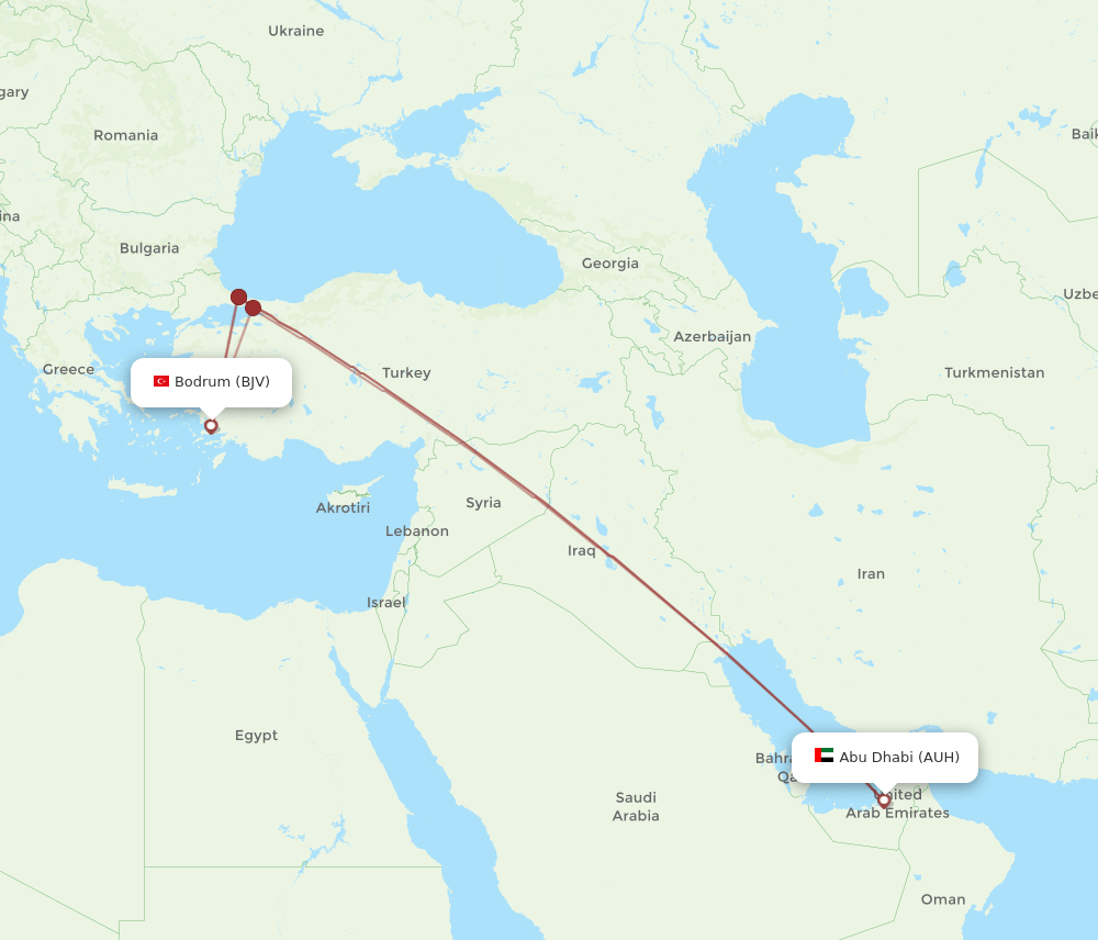 BJV-AUH flight routes