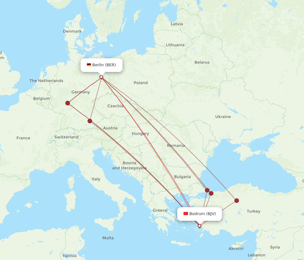 BJV to BER flights and routes map