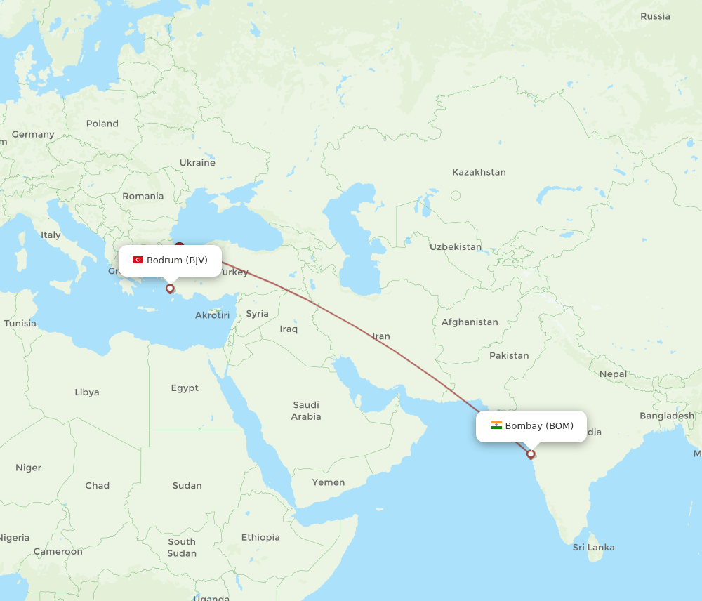 BJV-BOM flight routes