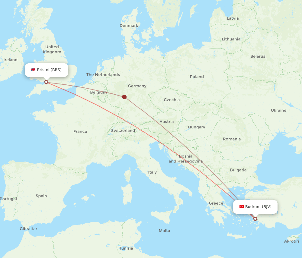 BJV-BRS flight routes