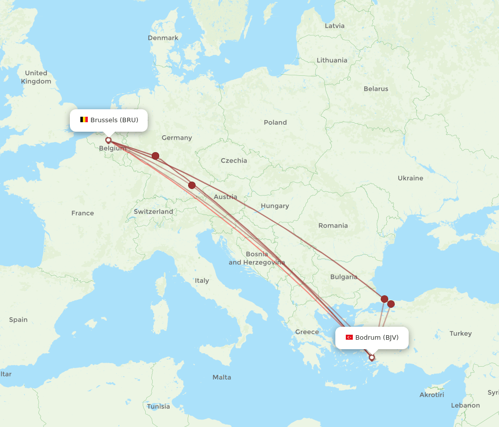 BJV-BRU flight routes