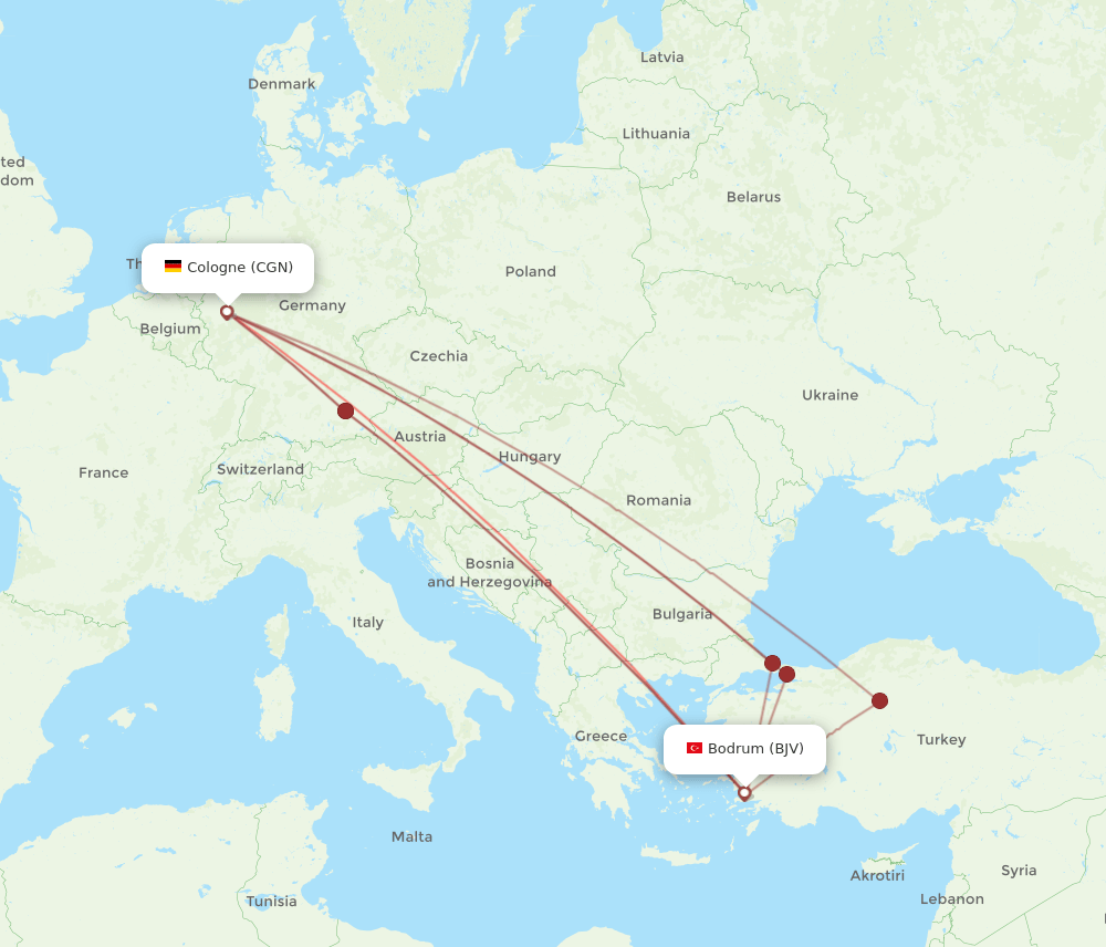 BJV-CGN flight routes