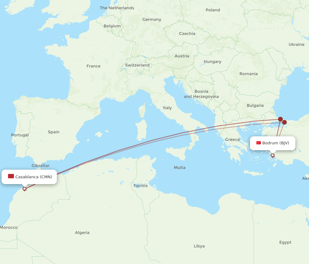 BJV-CMN flight routes