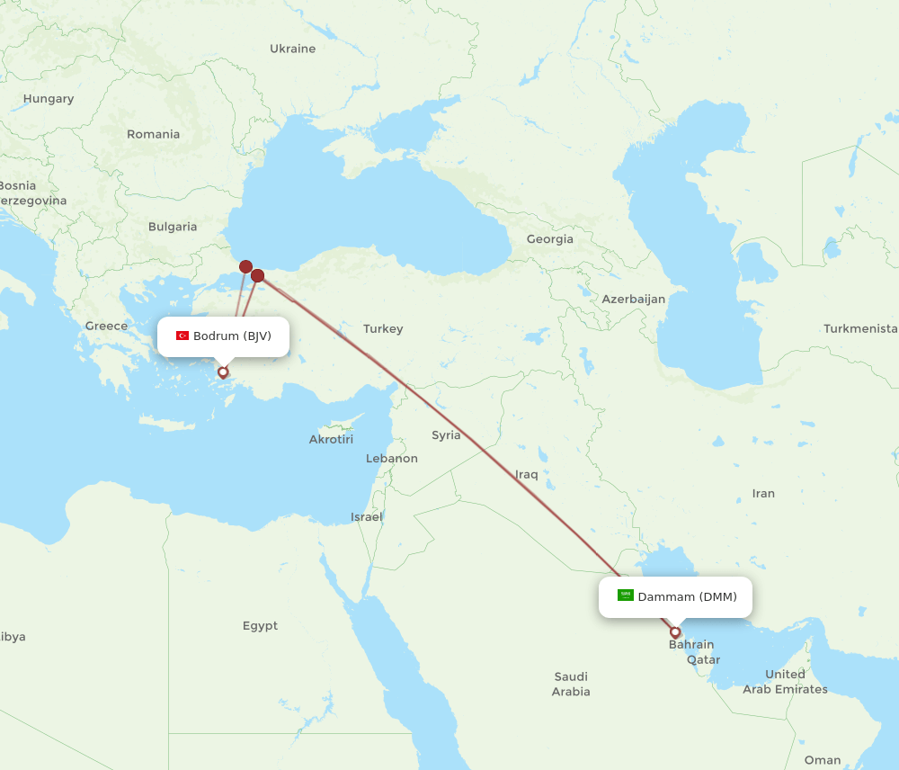 BJV-DMM flight routes