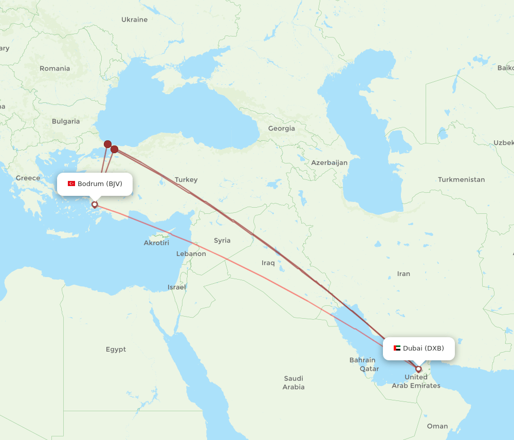 BJV-DXB flight routes