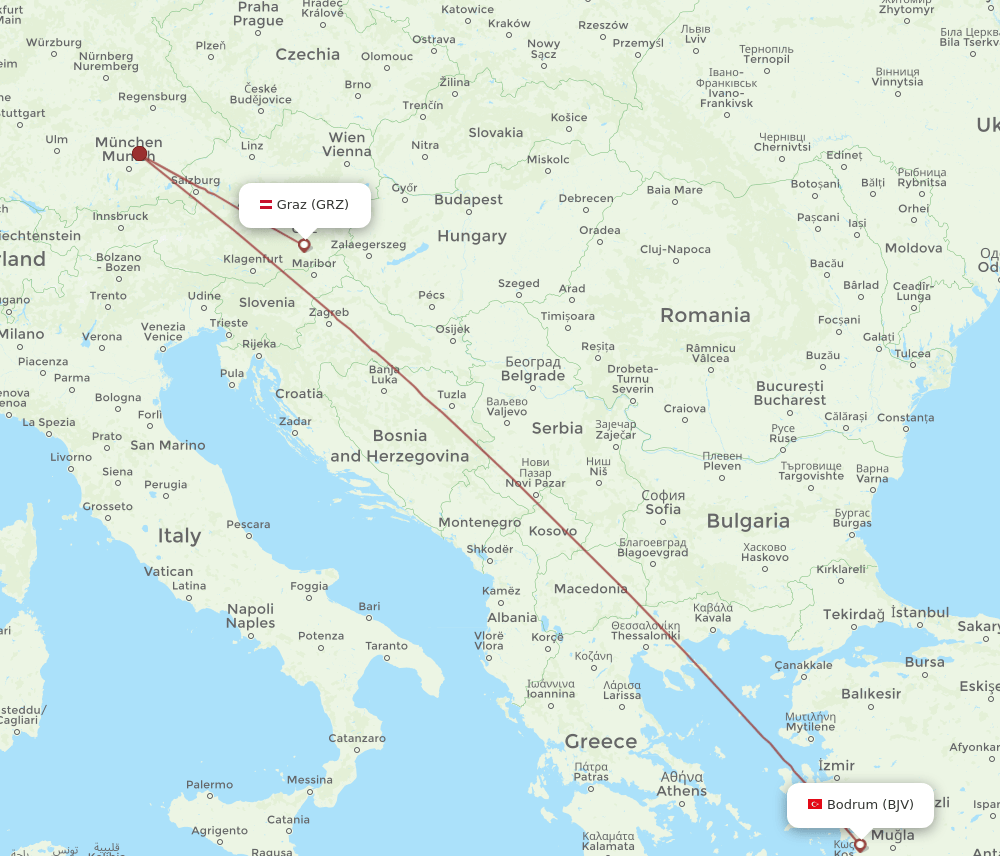 BJV-GRZ flight routes