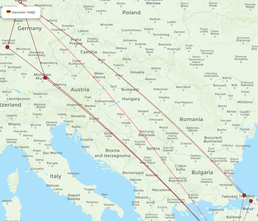 BJV to HAJ flights and routes map