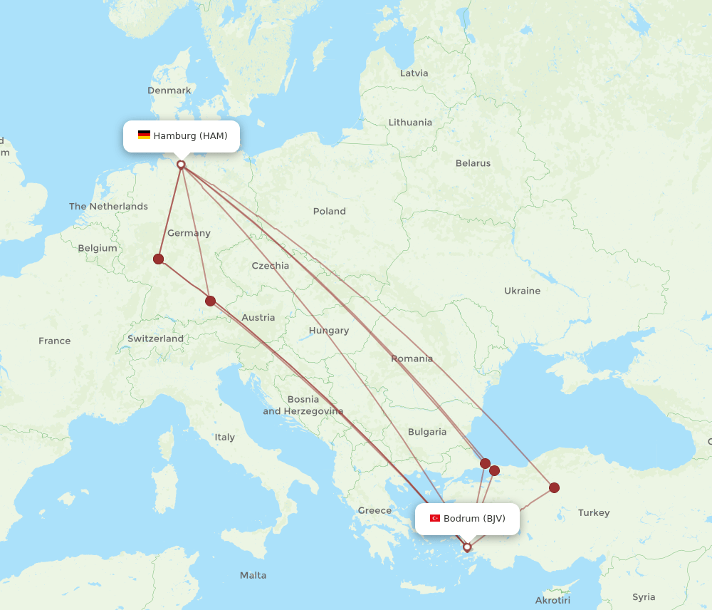BJV-HAM flight routes