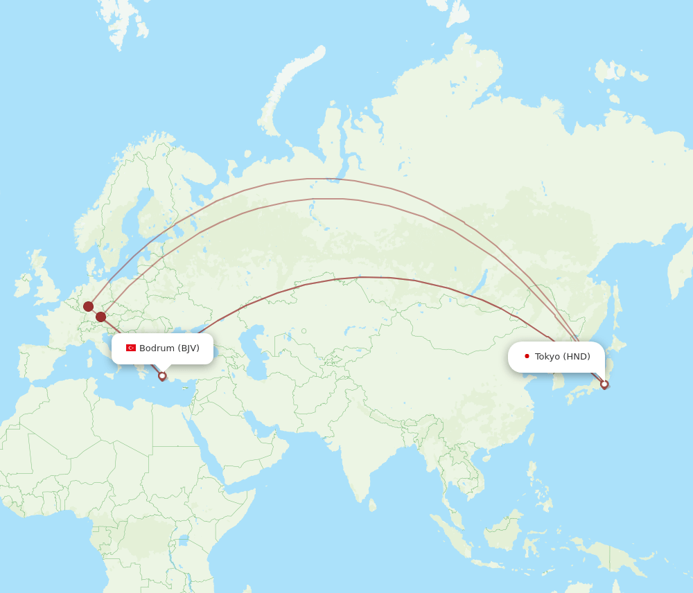 BJV-HND flight routes