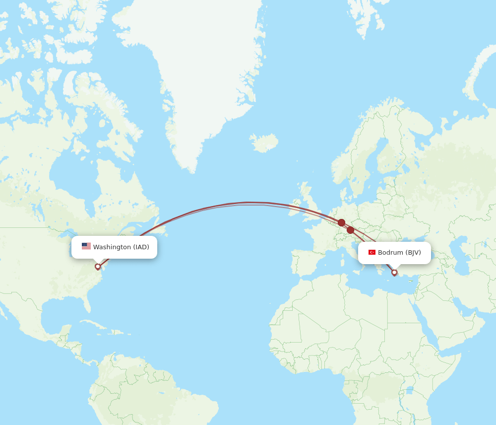 BJV-IAD flight routes