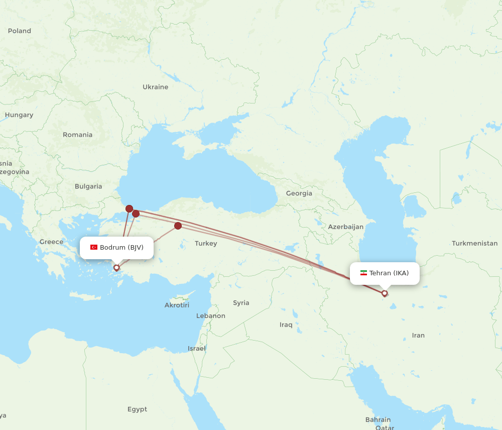 BJV-IKA flight routes