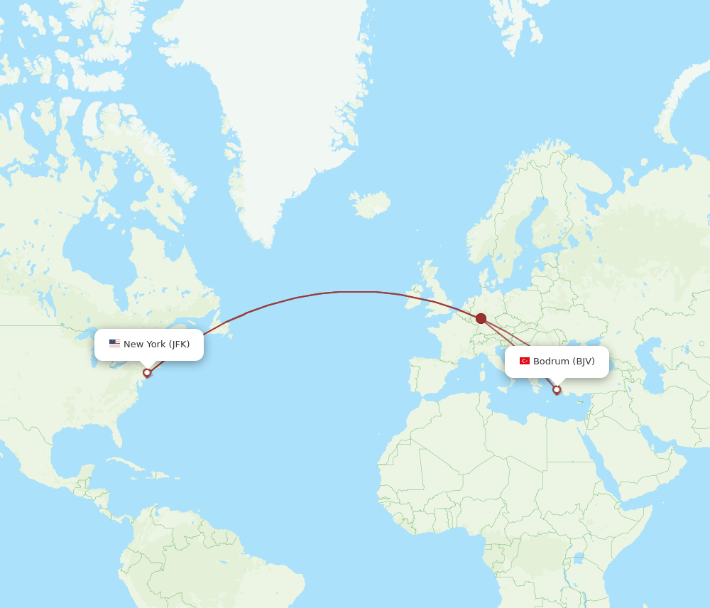 BJV-JFK flight routes