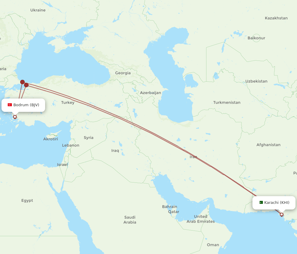 BJV-KHI flight routes
