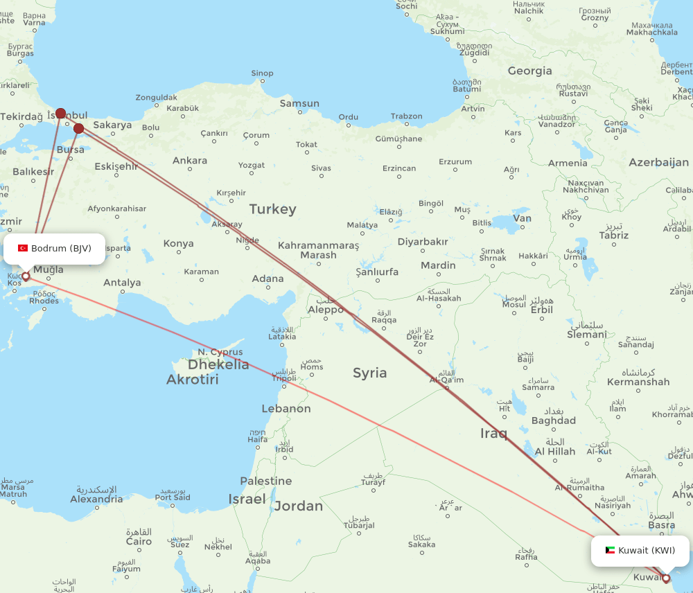 BJV-KWI flight routes