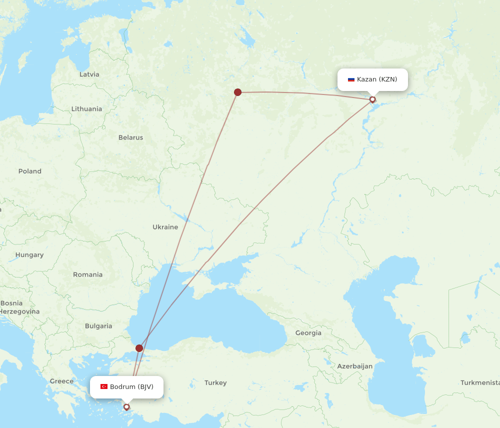 BJV-KZN flight routes