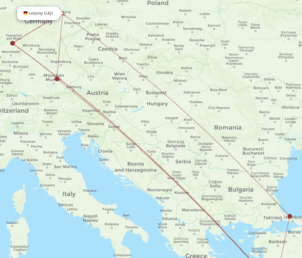 BJV-LEJ flight routes