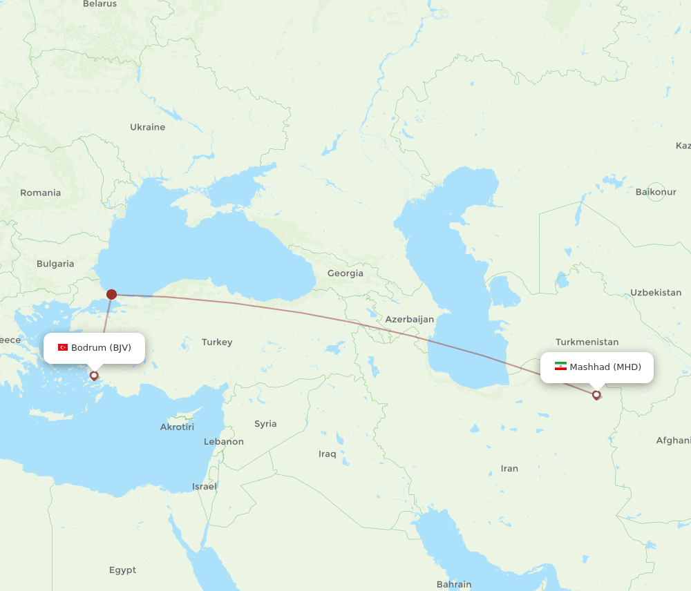BJV to MHD flights and routes map