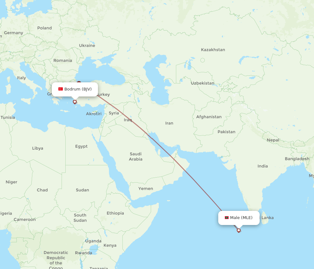 BJV-MLE flight routes