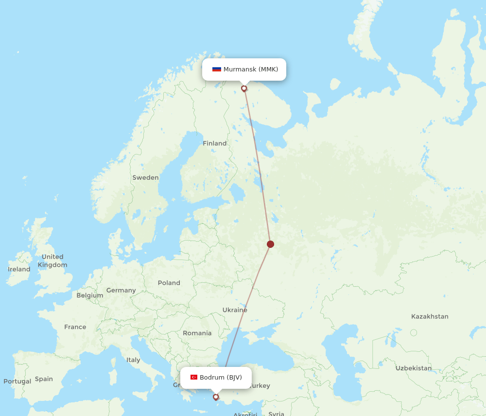 BJV to MMK flights and routes map
