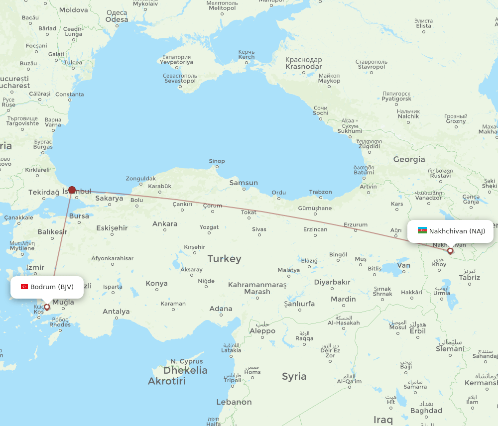 BJV-NAJ flight routes
