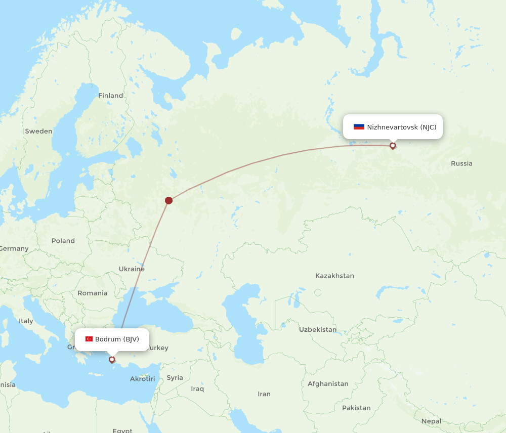 BJV-NJC flight routes