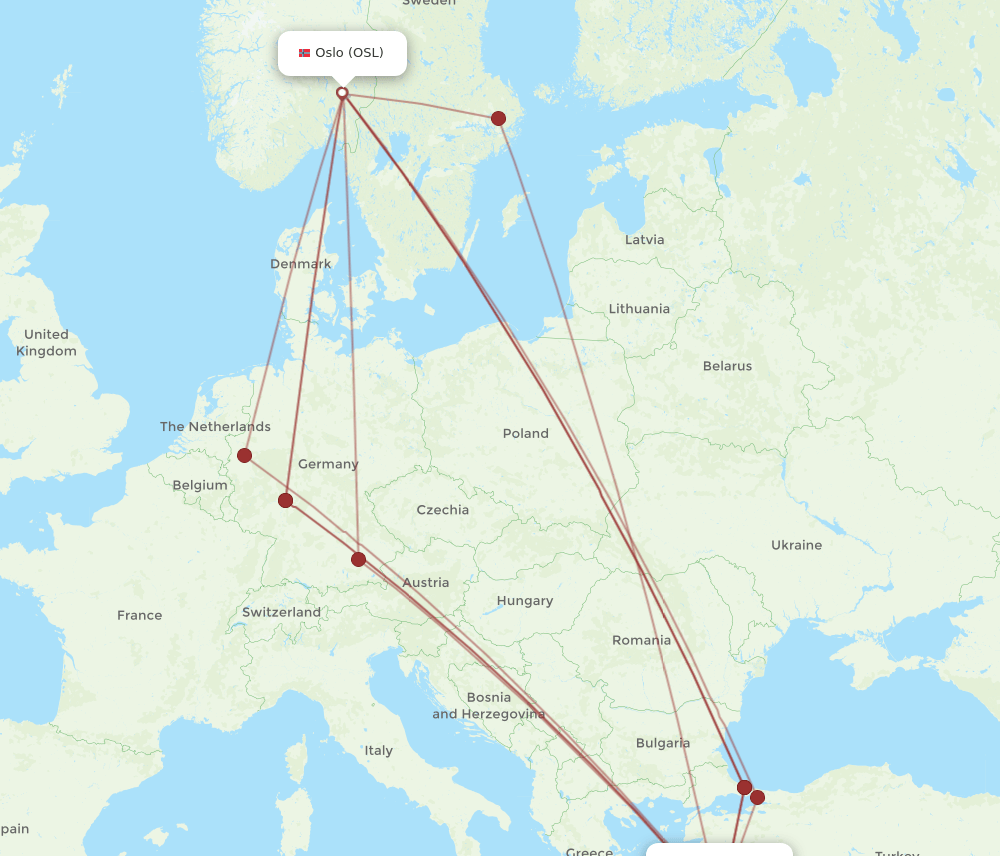 BJV-OSL flight routes