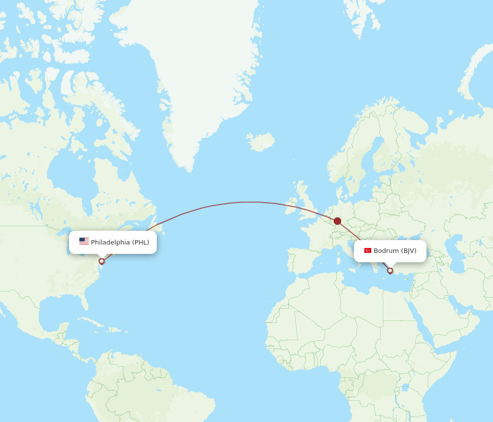 BJV-PHL flight routes