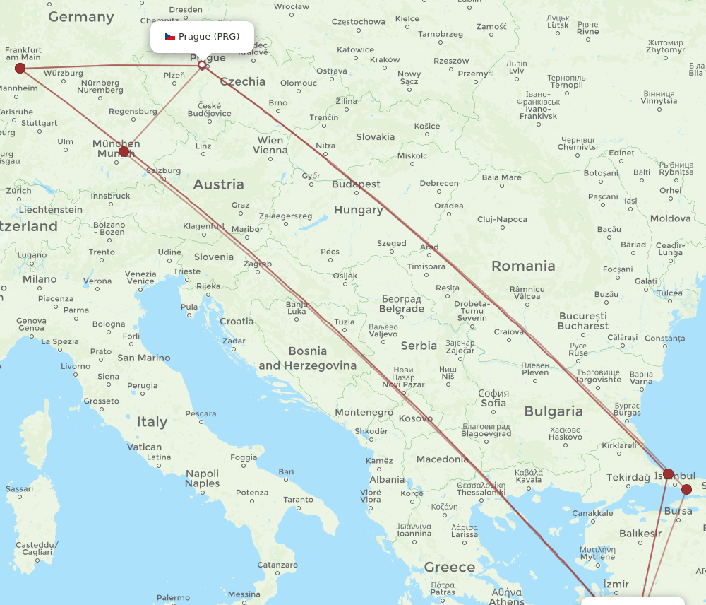 BJV-PRG flight routes