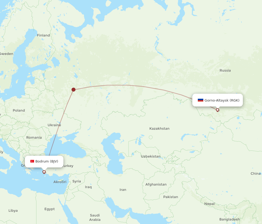 BJV to RGK flights and routes map