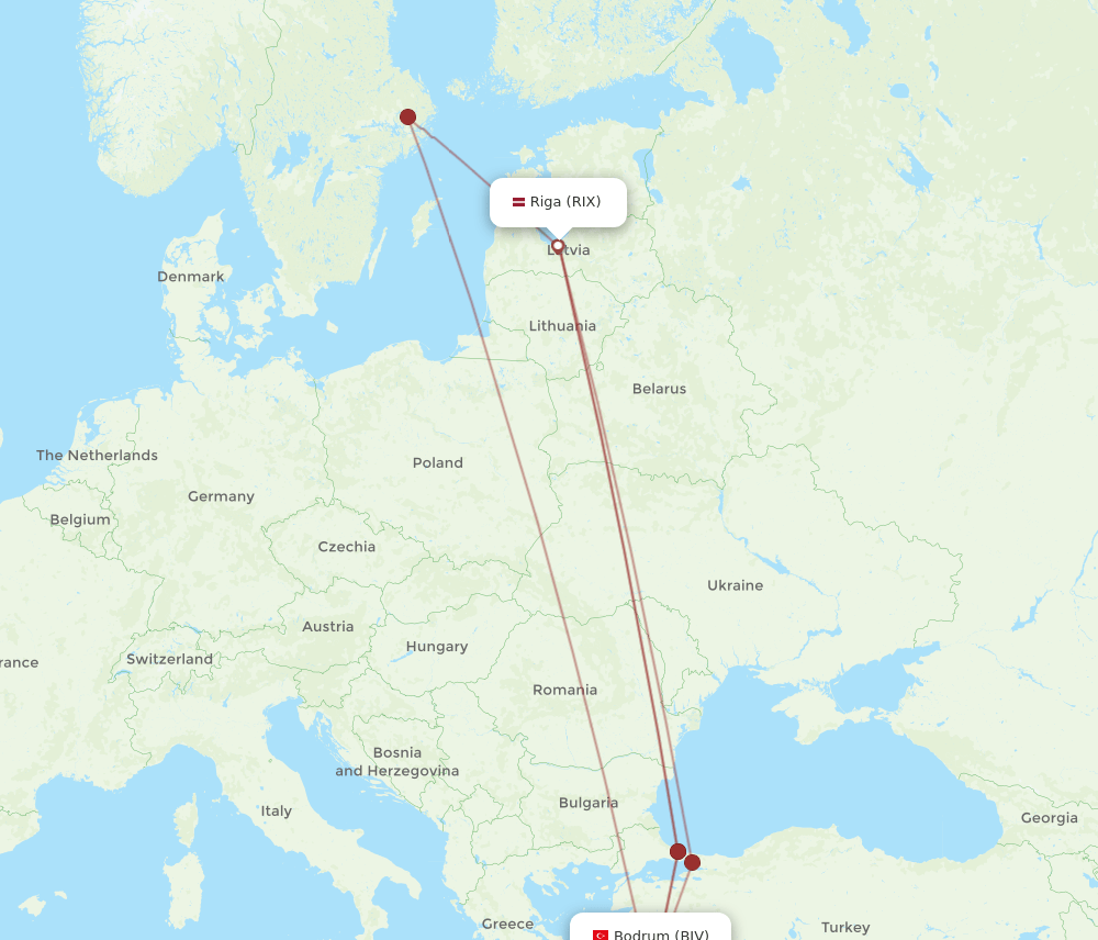 BJV-RIX flight routes