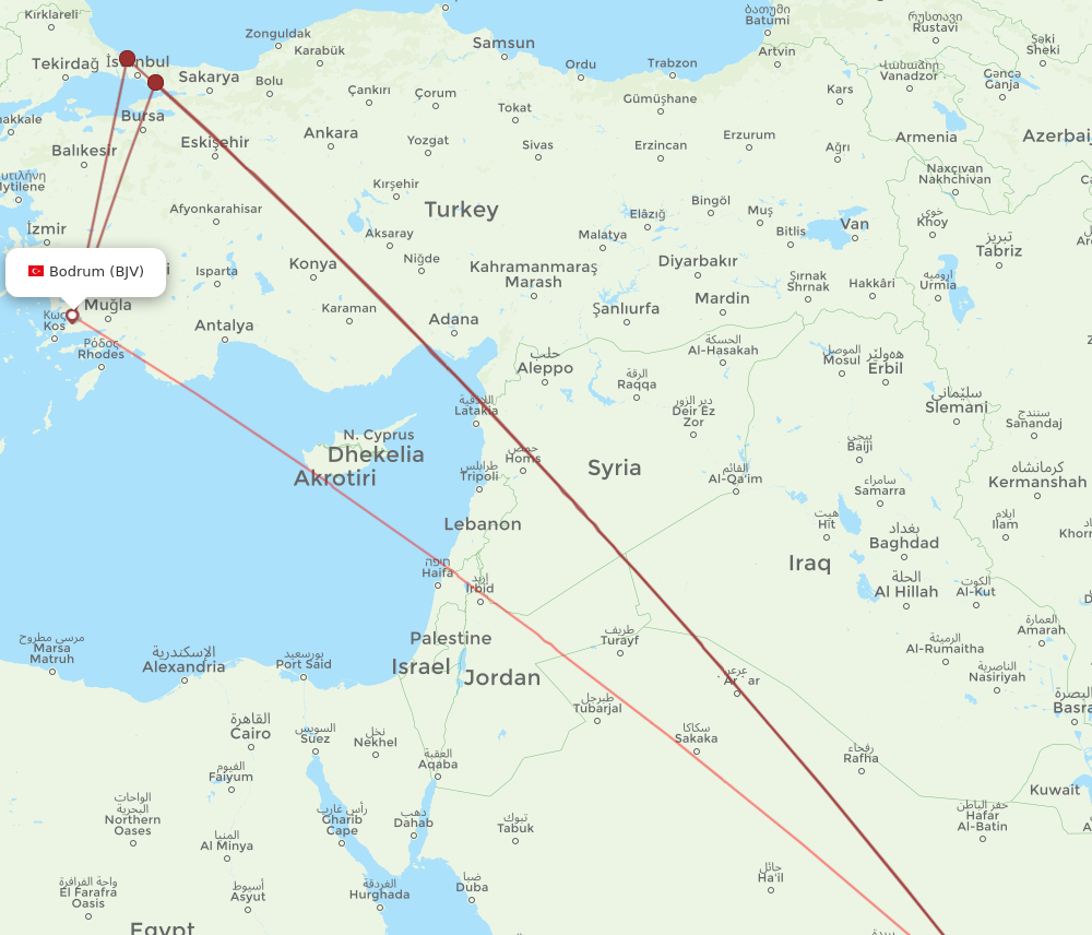 BJV to RUH flights and routes map