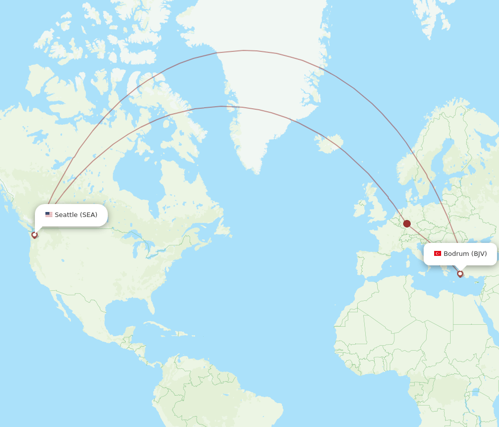 BJV to SEA flights and routes map