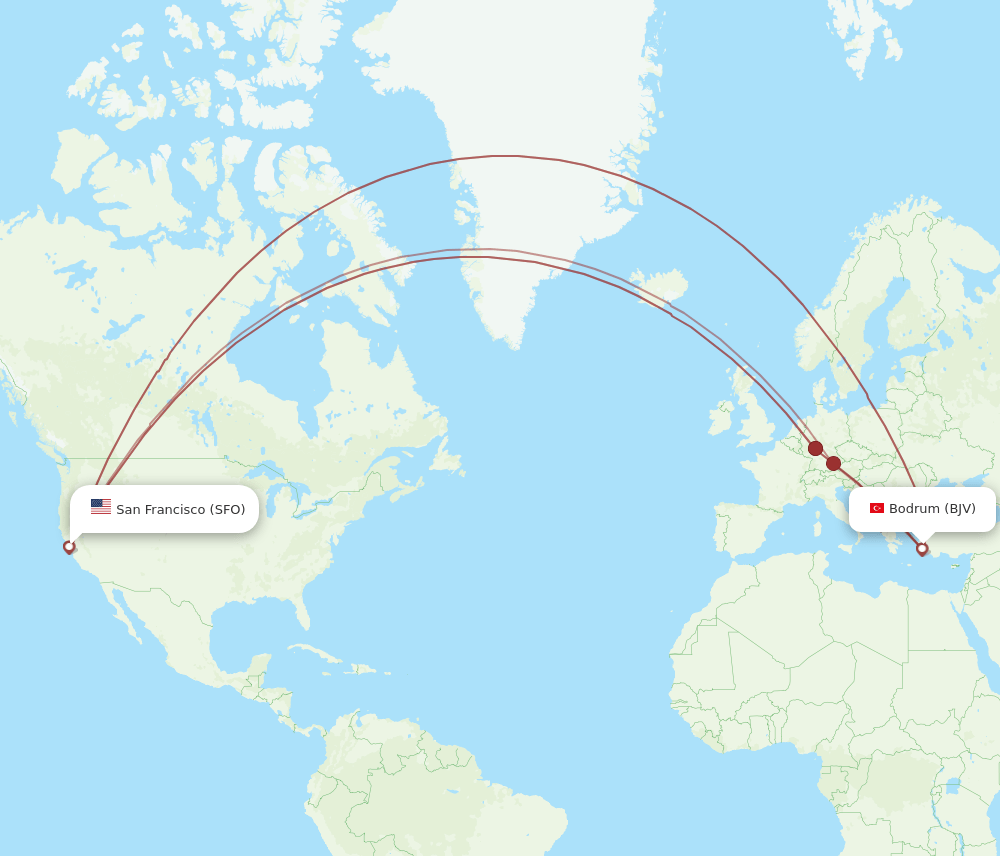 BJV-SFO flight routes