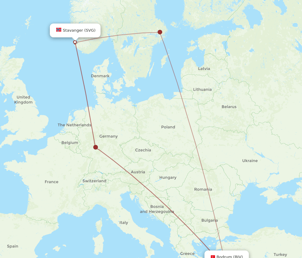 BJV-SVG flight routes