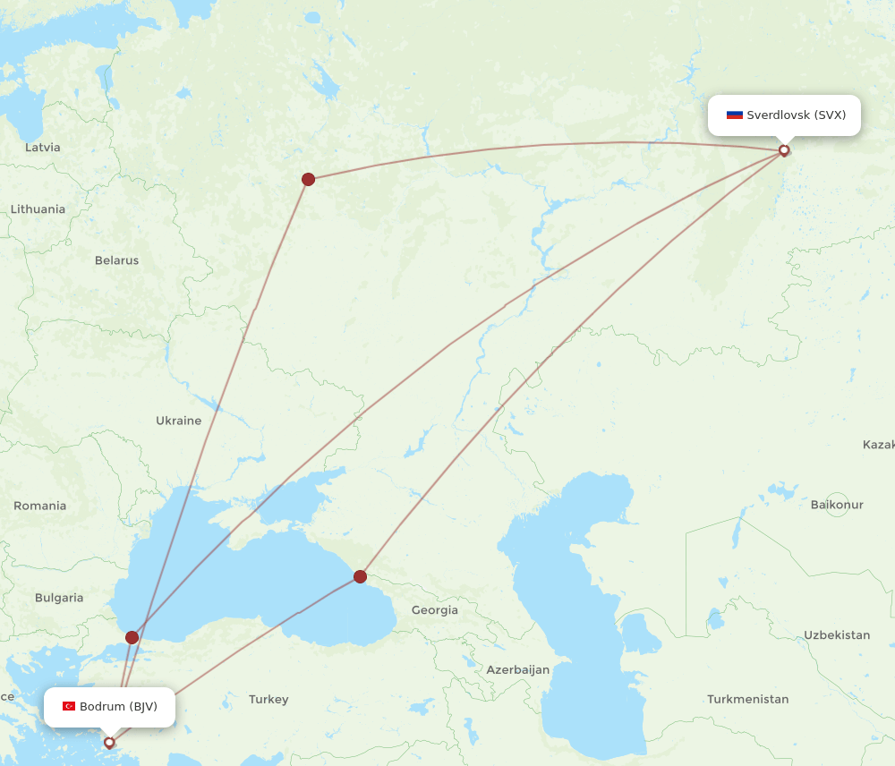 BJV-SVX flight routes