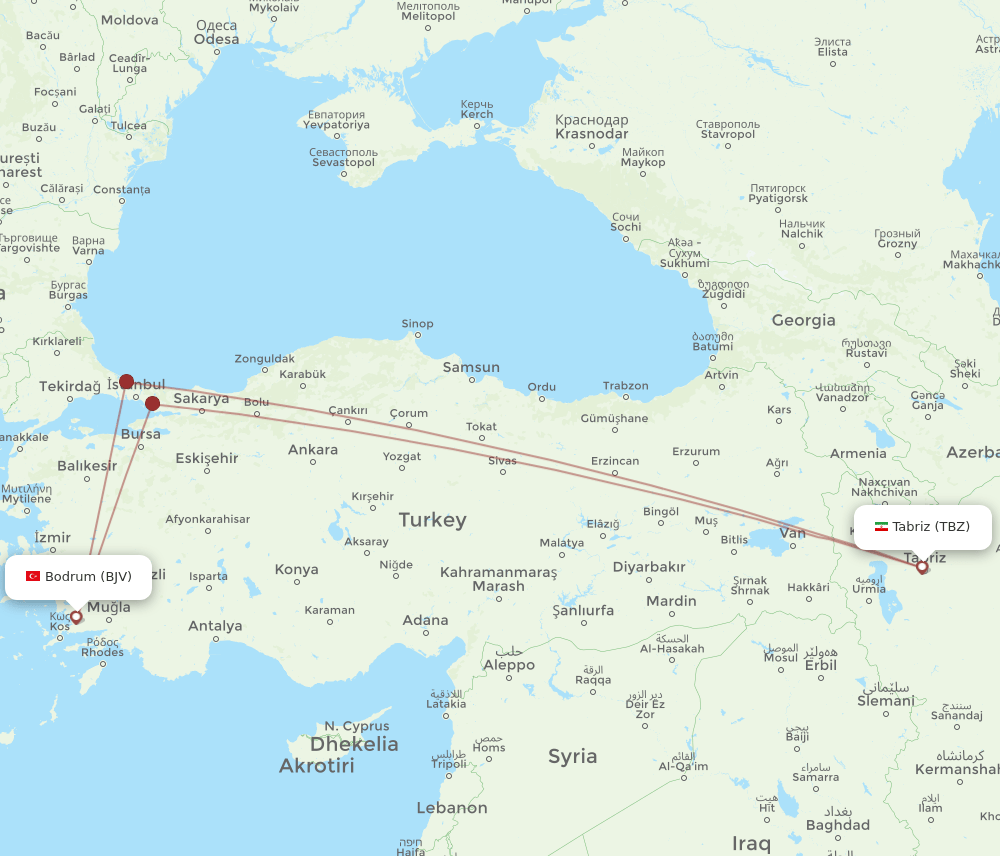 BJV-TBZ flight routes