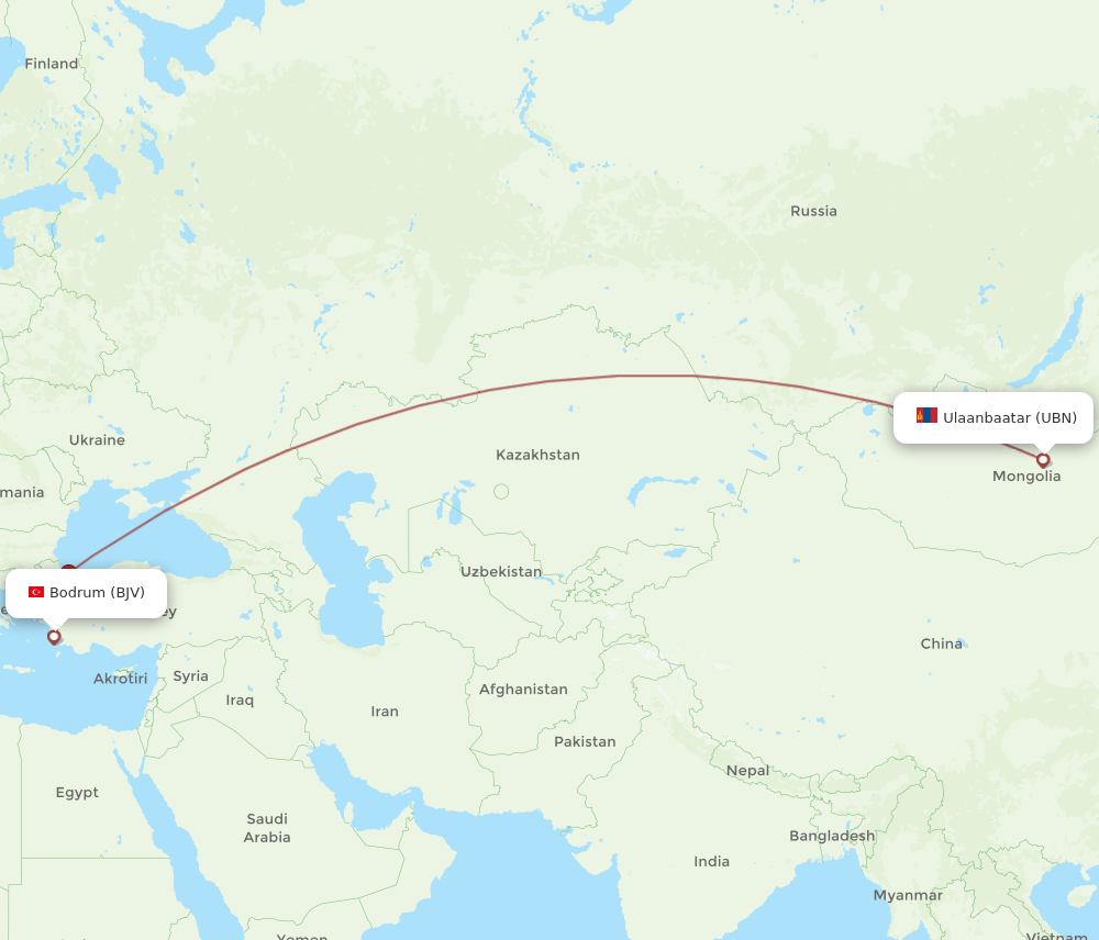 BJV-UBN flight routes