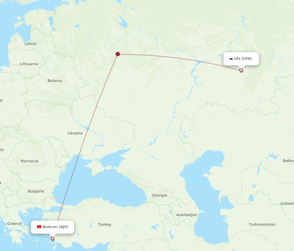 UFA to BJV flights and routes map