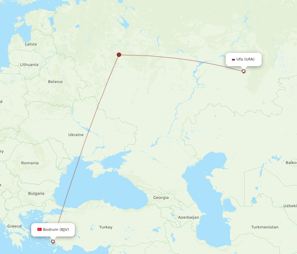 BJV-UFA flight routes