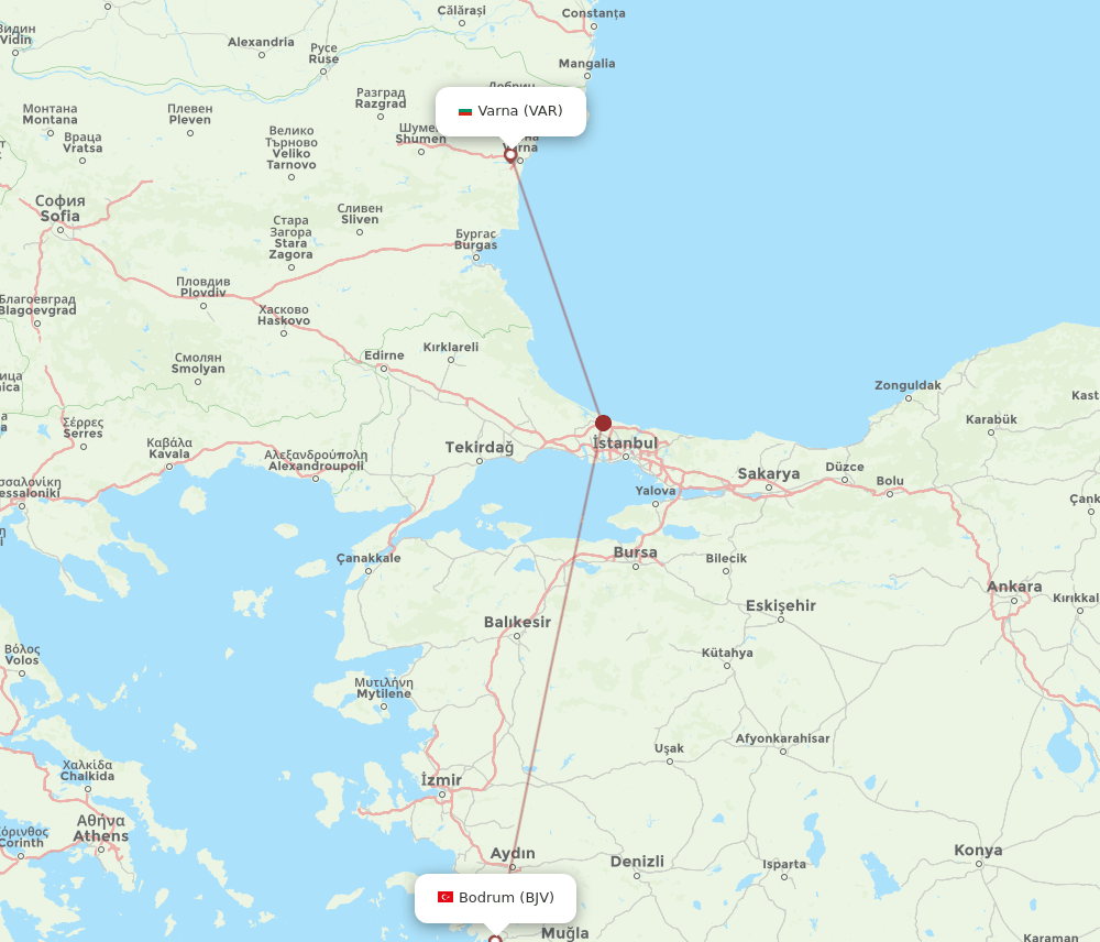 BJV-VAR flight routes