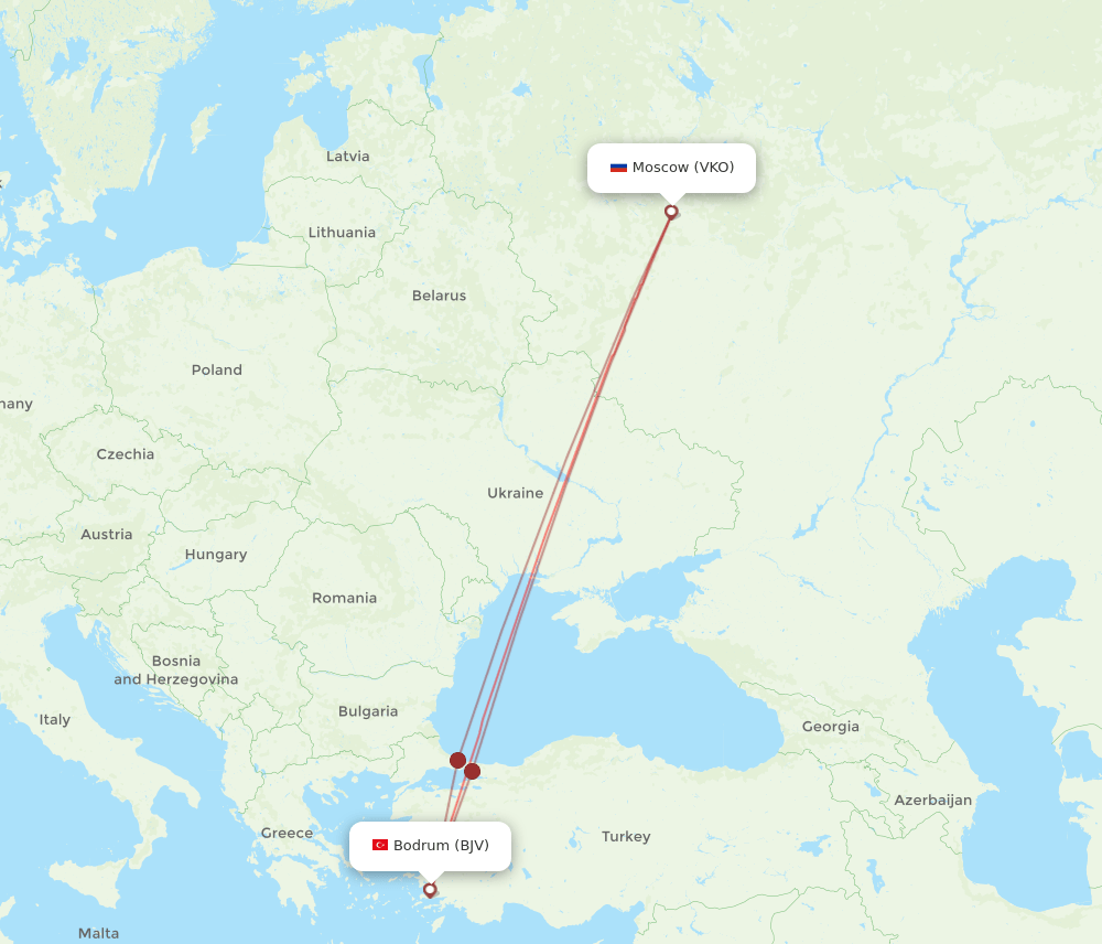 BJV-VKO flight routes