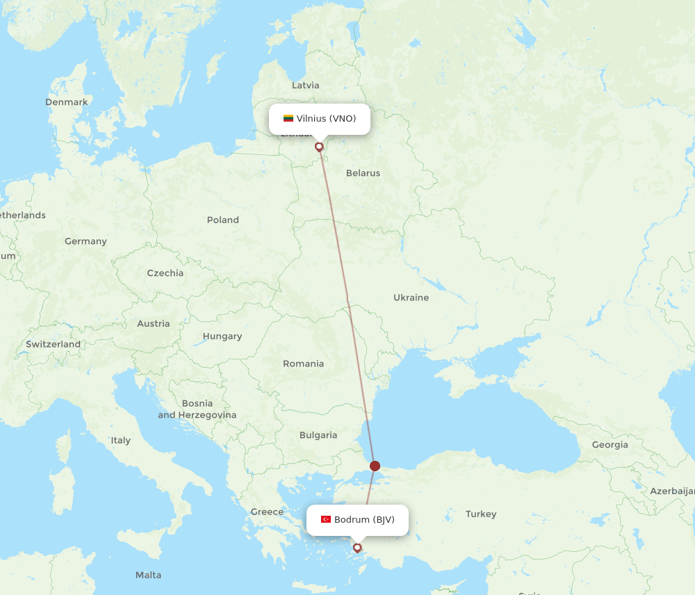 BJV-VNO flight routes