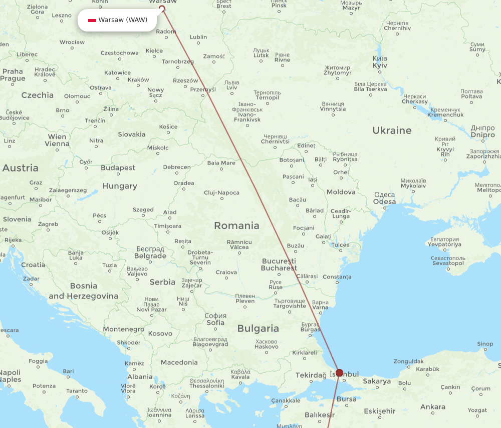 BJV-WAW flight routes