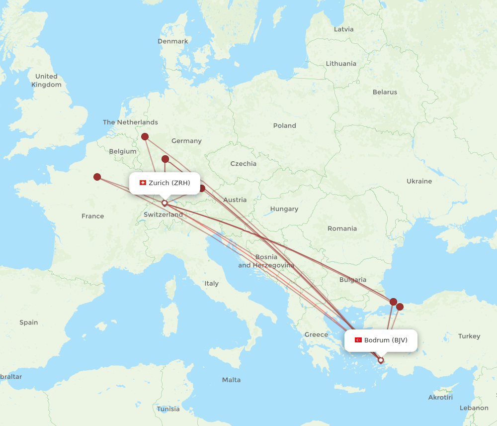 BJV-ZRH flight routes