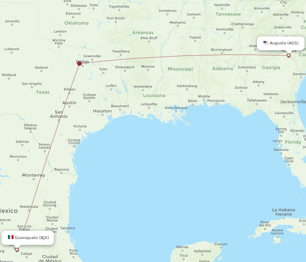 BJX-AGS flight routes