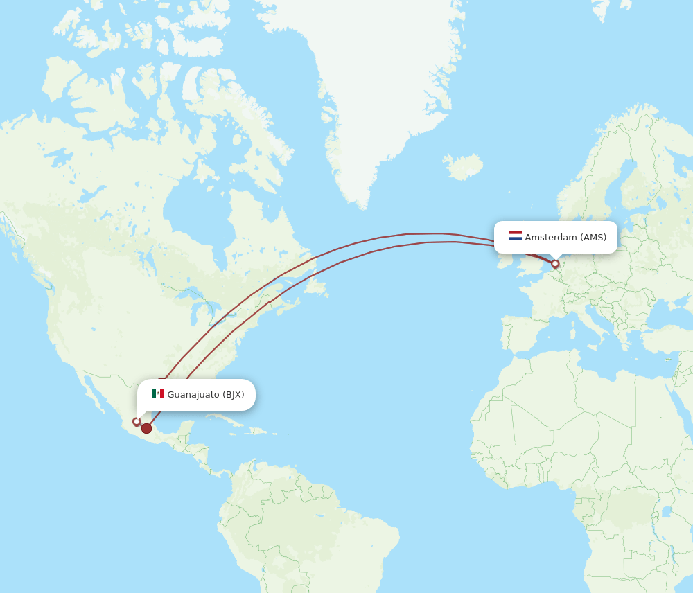 BJX-AMS flight routes