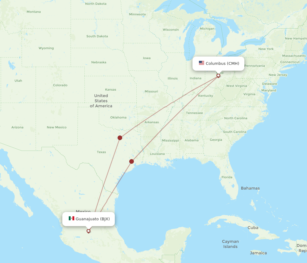 BJX-CMH flight routes